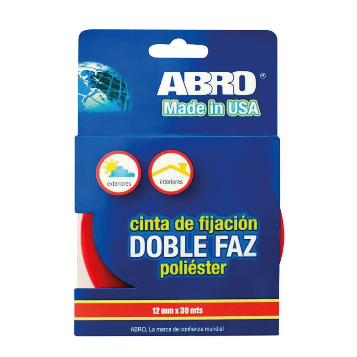 CINTA DOBLE FAZ POLYSTER ROJA ABRO 12MMX30M