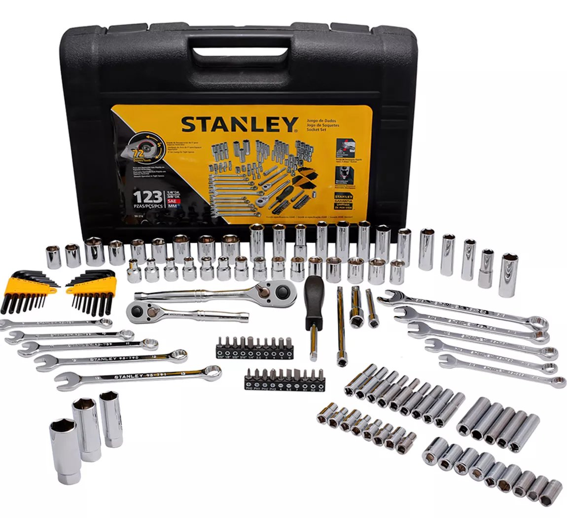 Stanley Juego De Dados 1/4¨ Y 3/8 Con Estuche 123 Piezas