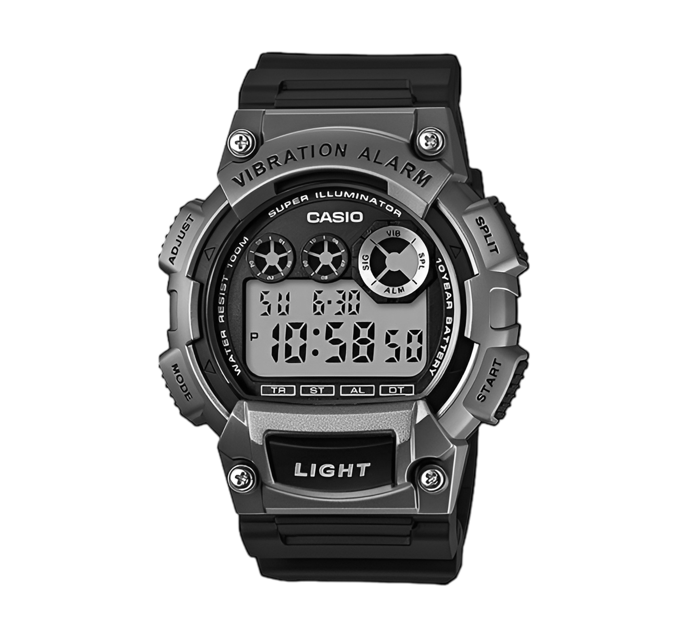 Casio Reloj Correa Resina Alarma Diaria Resistente al Agua