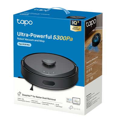 ASPIRADORA ROBOT TP-LINK TAPO RV30 MAX TRAPEADOR SLIM 5300PA SMART CONTROL POR VOZ 45 NIVELES NEGRA