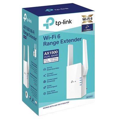 EXTENSOR TP-LINK AX1500 WI-FI 6 GIGABIT BLANCO ONEMESH RE505X