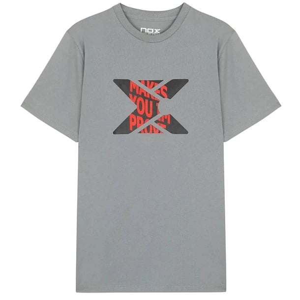 Camiseta NOX Basics Gris Logo Rojo