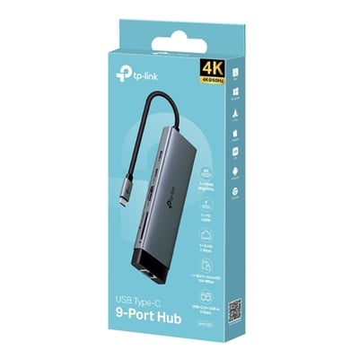 CONVERTIDOR TP-LINK TPLINK HUB UH9120C 4K 9 EN 1 HDMI USB TIPO C X2 RJ45 5GBPS USB TIPO A X3