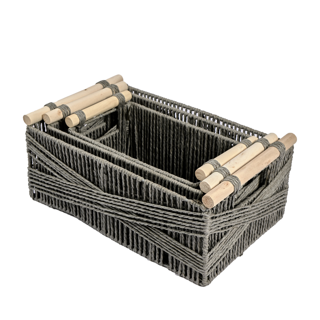 Canastas tejidas altas GRIS - Set X 3