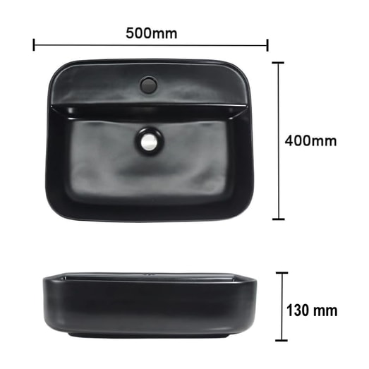 LAVABO CUADRADO NEGRO MATE 500X400X130MM 4GNT112