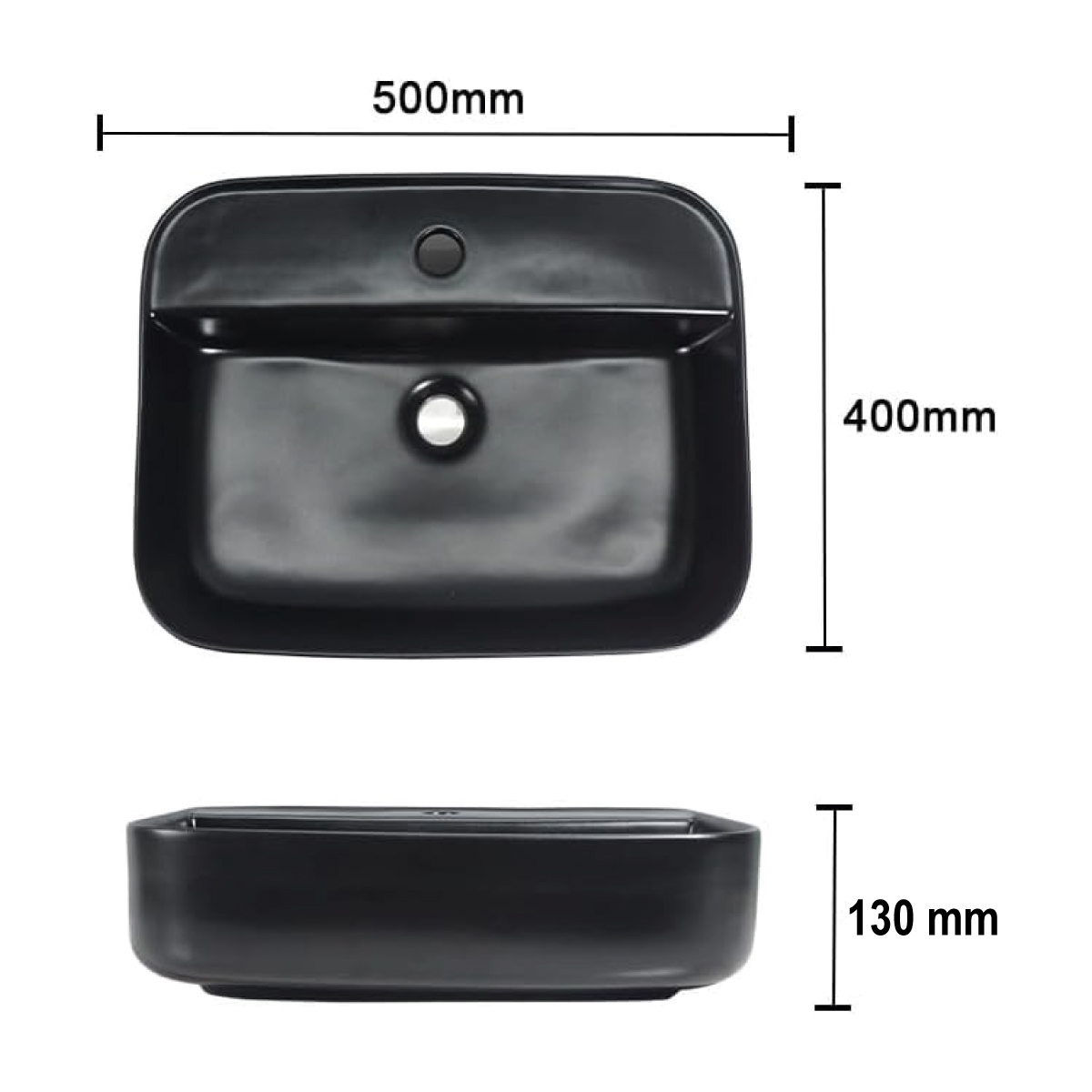 LAVABO CUADRADO NEGRO MATE 500X400X130MM 4GNT112