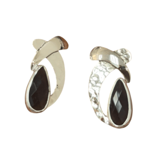 Arete X con Gota Cristal Negro