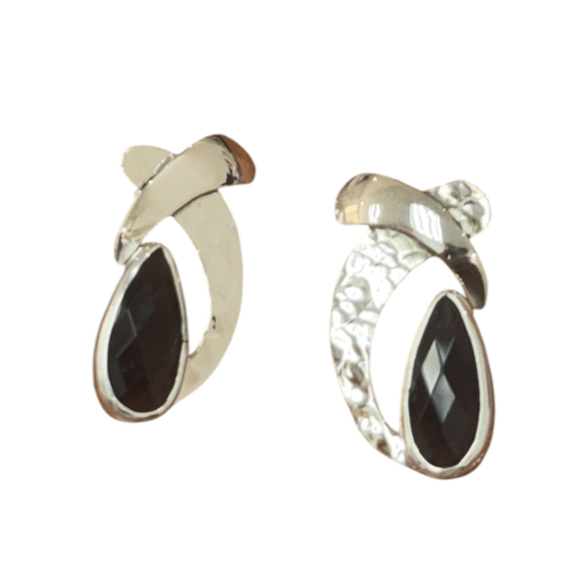 Arete X con Gota Cristal Negro