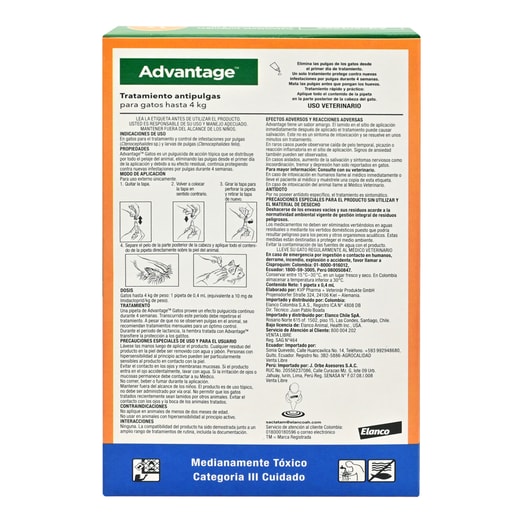 Advantage Antiparasitario Hasta 4Kg Para Gato *1