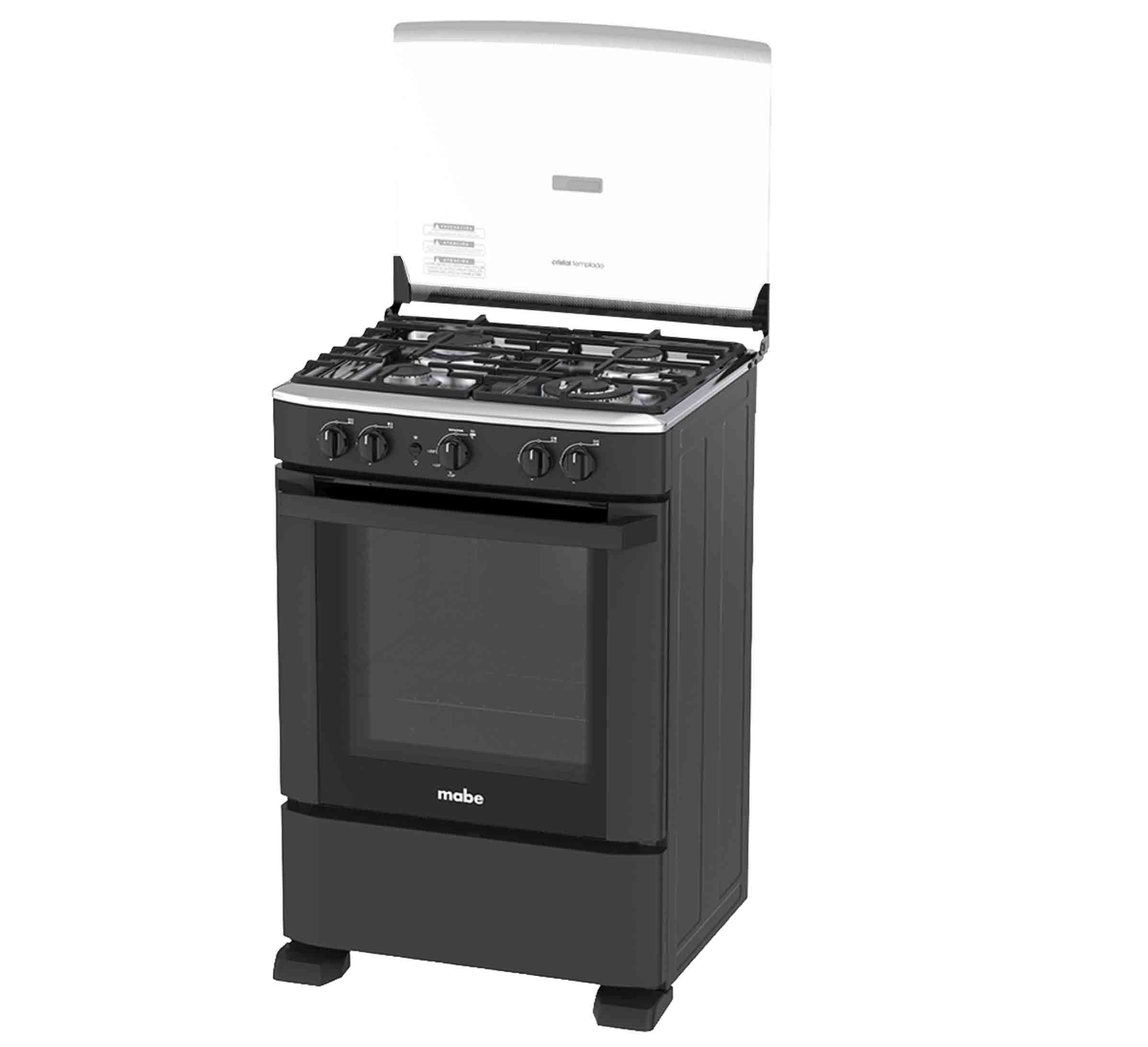 Mabe cocina a gas | 4 quemadores | Color negro | luz en el horno