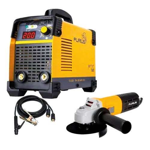SOLDADORA INVERTER 200A 110/220V FURIUS FW205CEL+ESMERILADORA FG71 41/2"