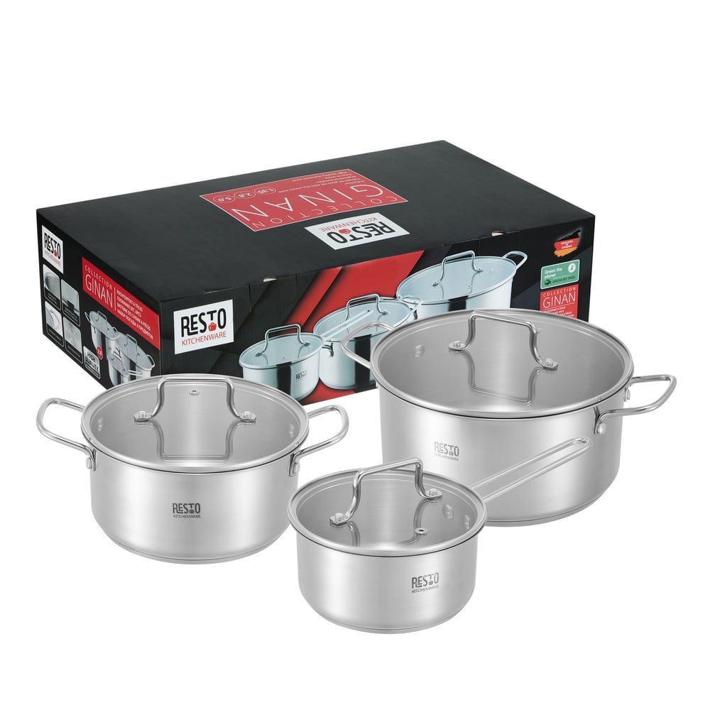 SET DE OLLAS RESTO 6PCS INT. ANTIADHERENTE DE ACERO INOX.