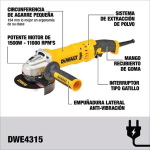 ESMERILADORA ANGULAR DEWALT 41/2" 1500W DWE4315