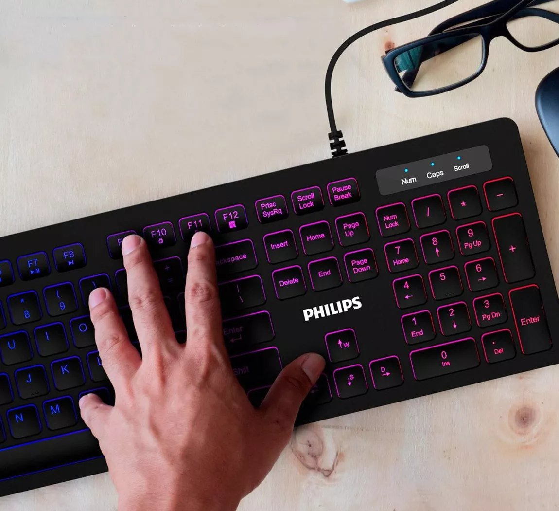 Philips Combo Teclado + Mouse Gamer Iluminación Led Usb
