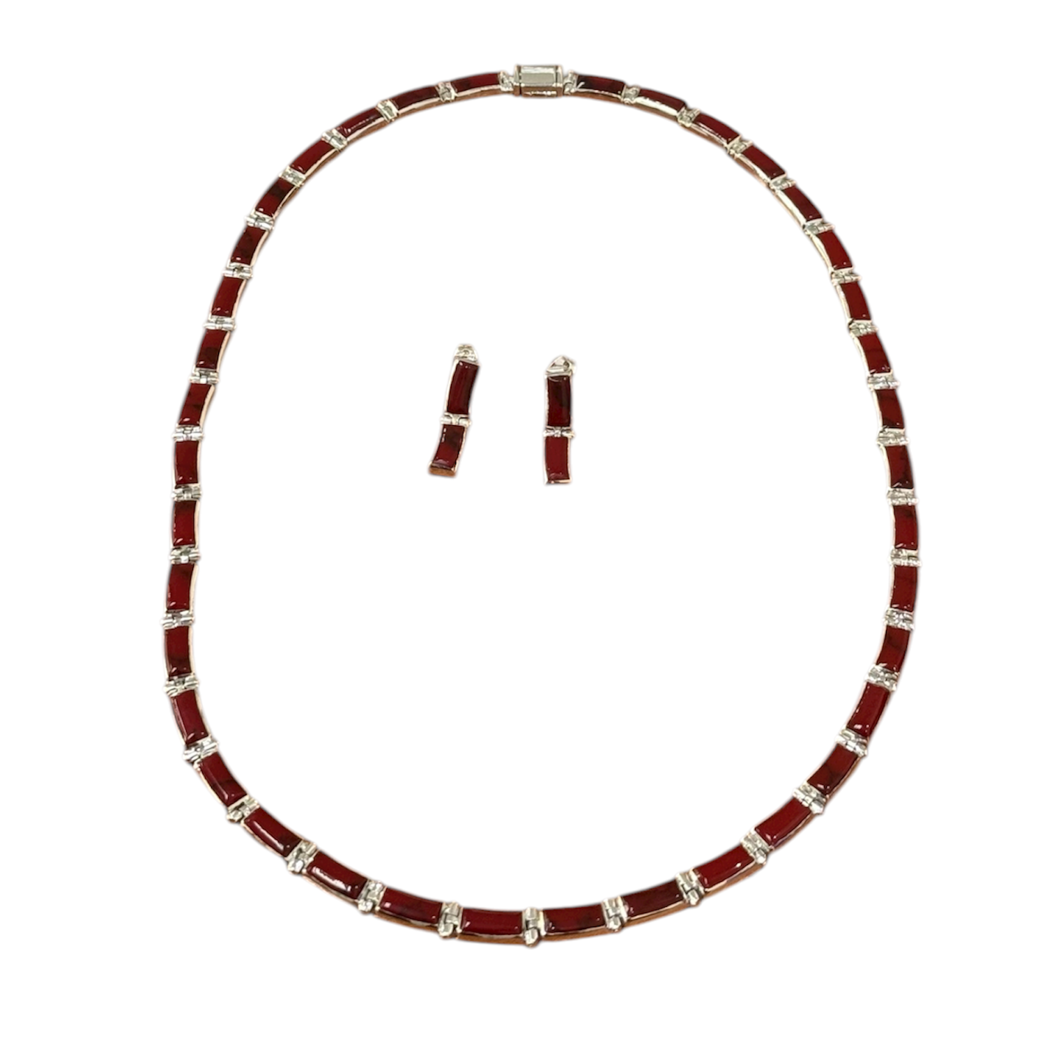 Juego Collar Y Aretes Barras Con Piedra
