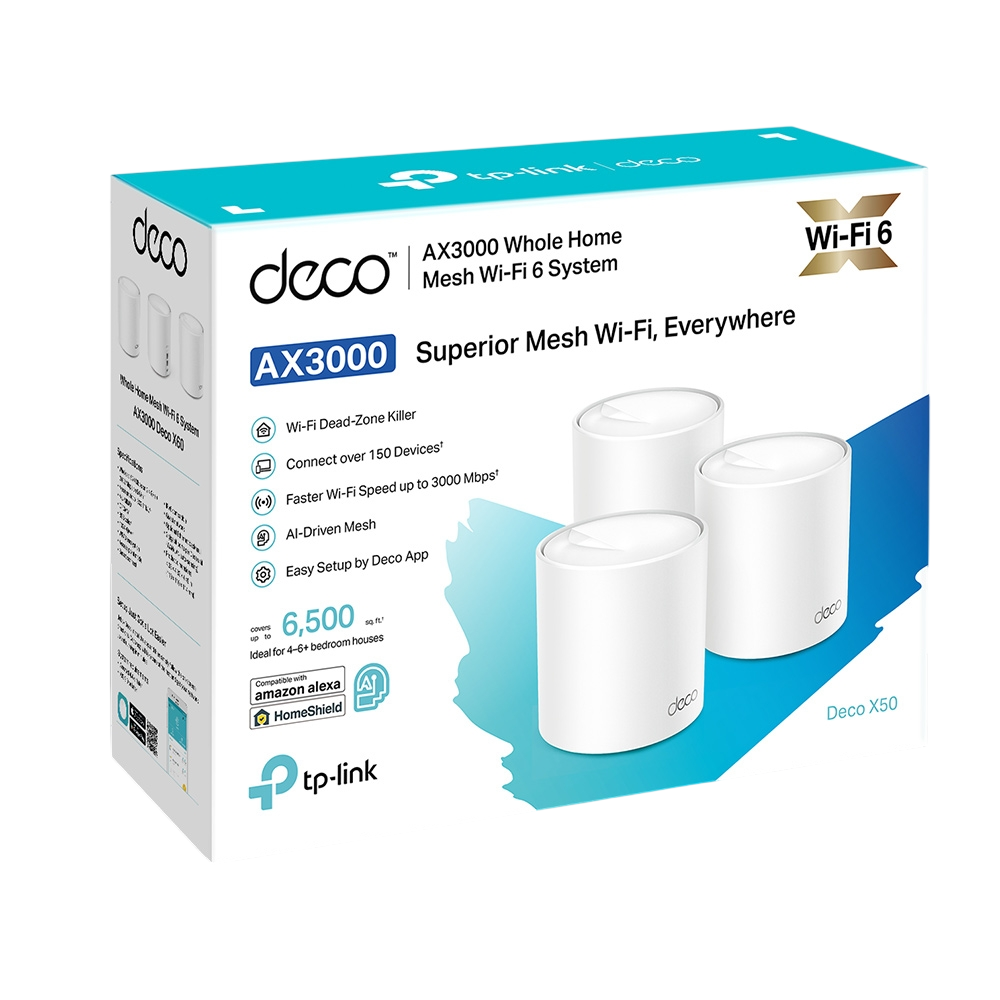 DECO X50 SISTEMA MESH WIFI 6 TP-LINK AX3000 MBPS KIT DE 3 PACK