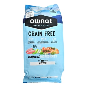 Ownat Balanceado Seco Para Gatos Kitten/Gatito Grain Free Sabor Pollo/Pavo *1Kg