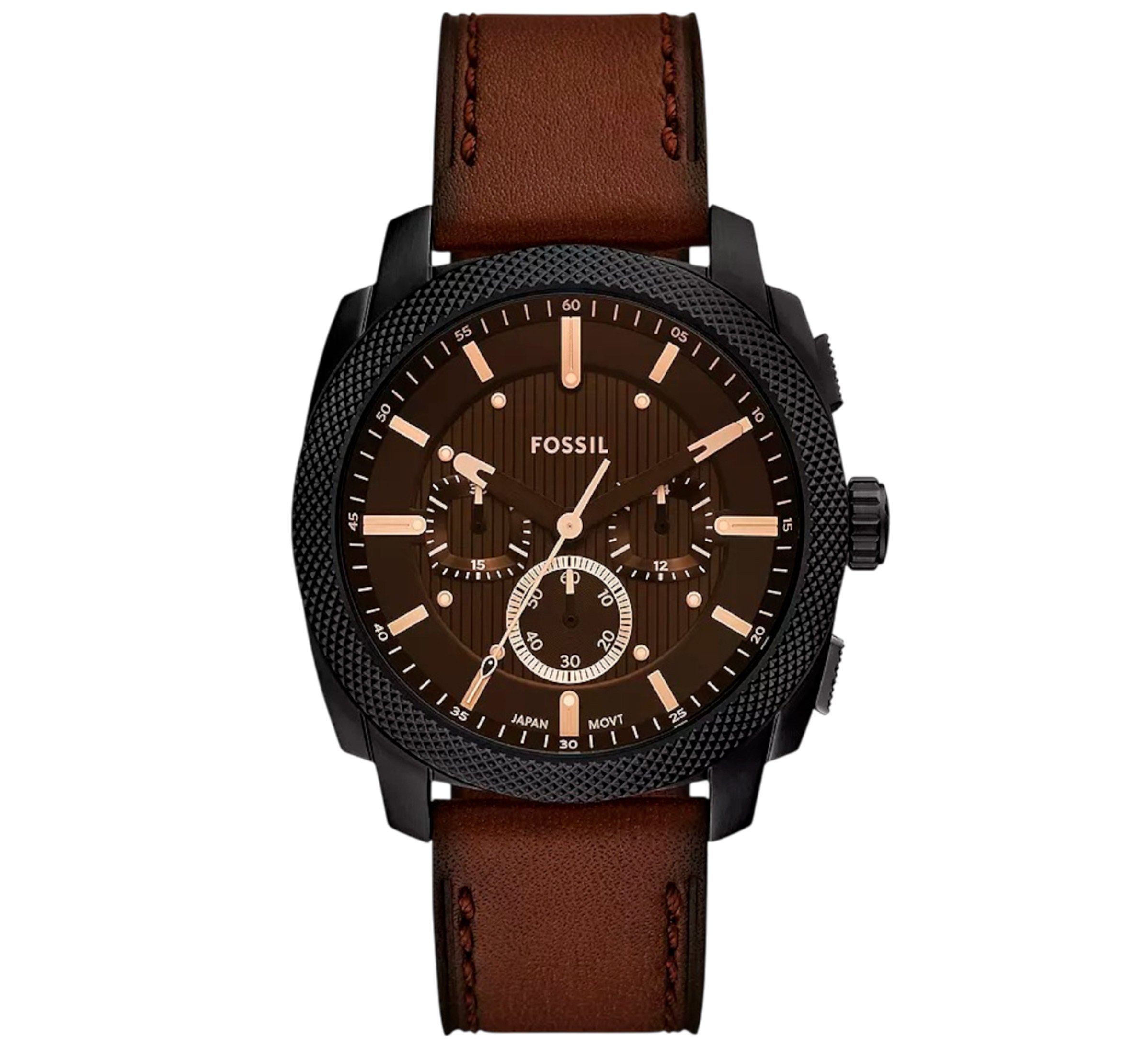 Fossil reloj analógico negro / café hombre