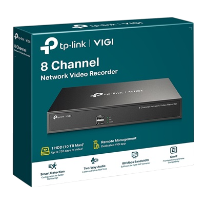GRABADOR NVR TP-LINK TPLINK 8 CANALES MOUSE-2 USB- HDMI-VGA-SIN DISCO-1 PUERTO RJ45 24-7 VIGI NVR1008H