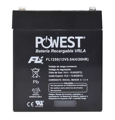 BATERIA POWEST PARA UPS SELLADA 12 VOLTIOS A 5.0 AMPERIOS REF. FL1250GS 1250