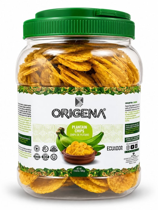Origena – Green Plantain Chips Jars of: 450g, 500g