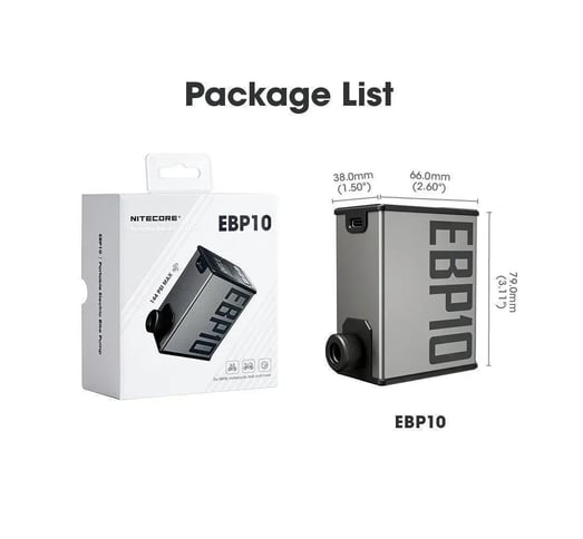 Nitecore EBP10 – Inflador Eléctrico Portátil de Alta Presión