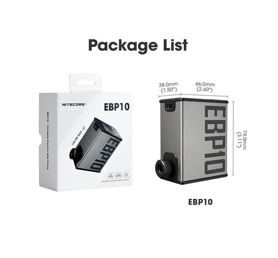 Nitecore EBP10 – Inflador Eléctrico Portátil de Alta Presión