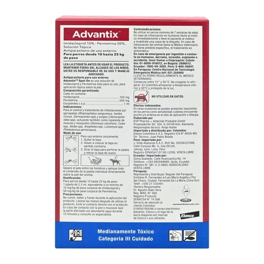 Advantix Antiparasitario 10 -25Kg Para Perro *1