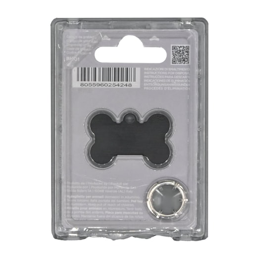 My Family Identificadores Placa Basic Aluminio Hueso Grande Perro Negro *1