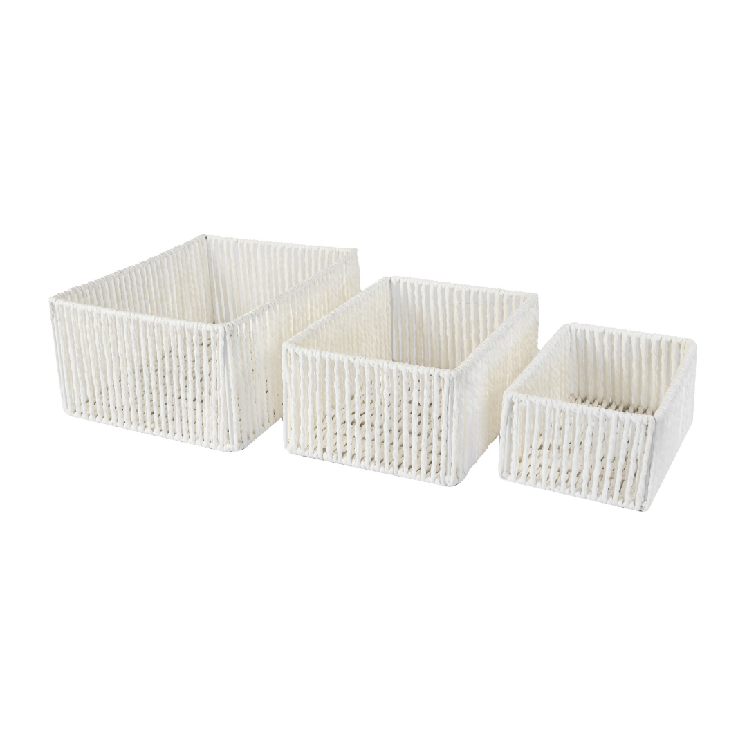 Canastas tejidas  - BLANCAS - Set X 3