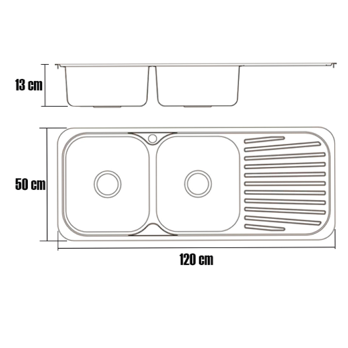 FREGADERO ACERO INOX. 2PZ. 120X50 PAOLO