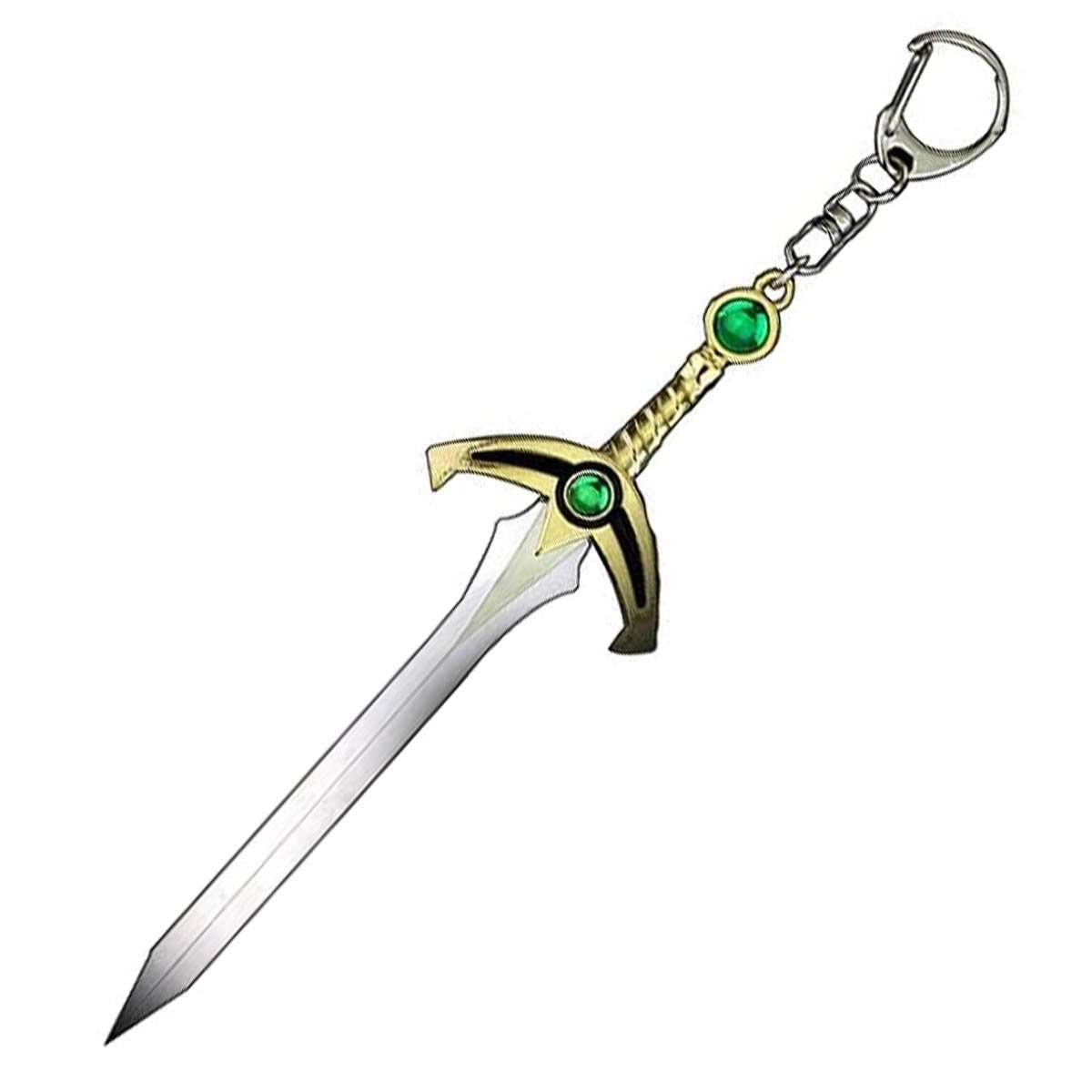 Zelda Espada Dorada Llavero Metálico Piedra Verde
