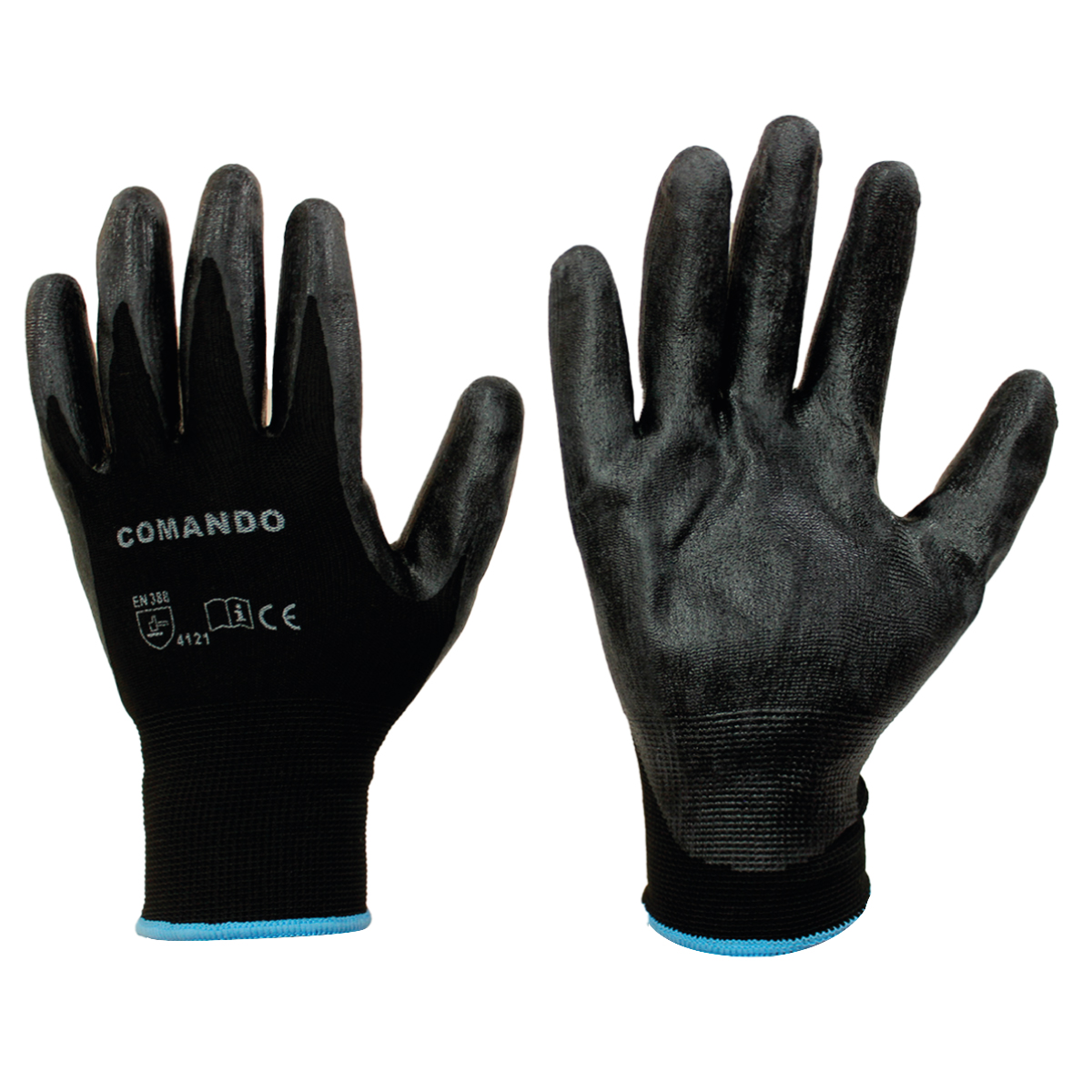 GUANTE PALMA NITRILO NEGRO CMDO. S