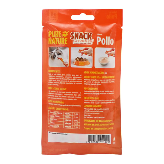 Pure Nature Snack Gato Cremoso Pollo Paq*56G