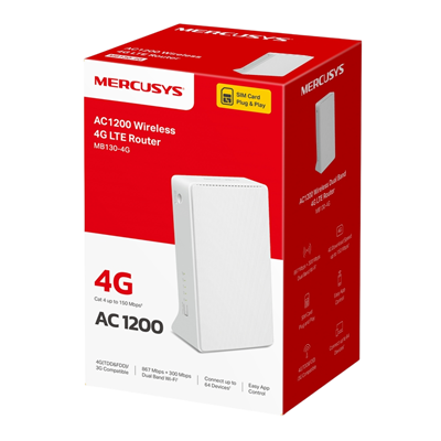 ROUTER MERCUSYS BY TP-LINK TPLINK MB130 4G INALAMBRICO AC1200 DOBLE BANDA 4G LTE