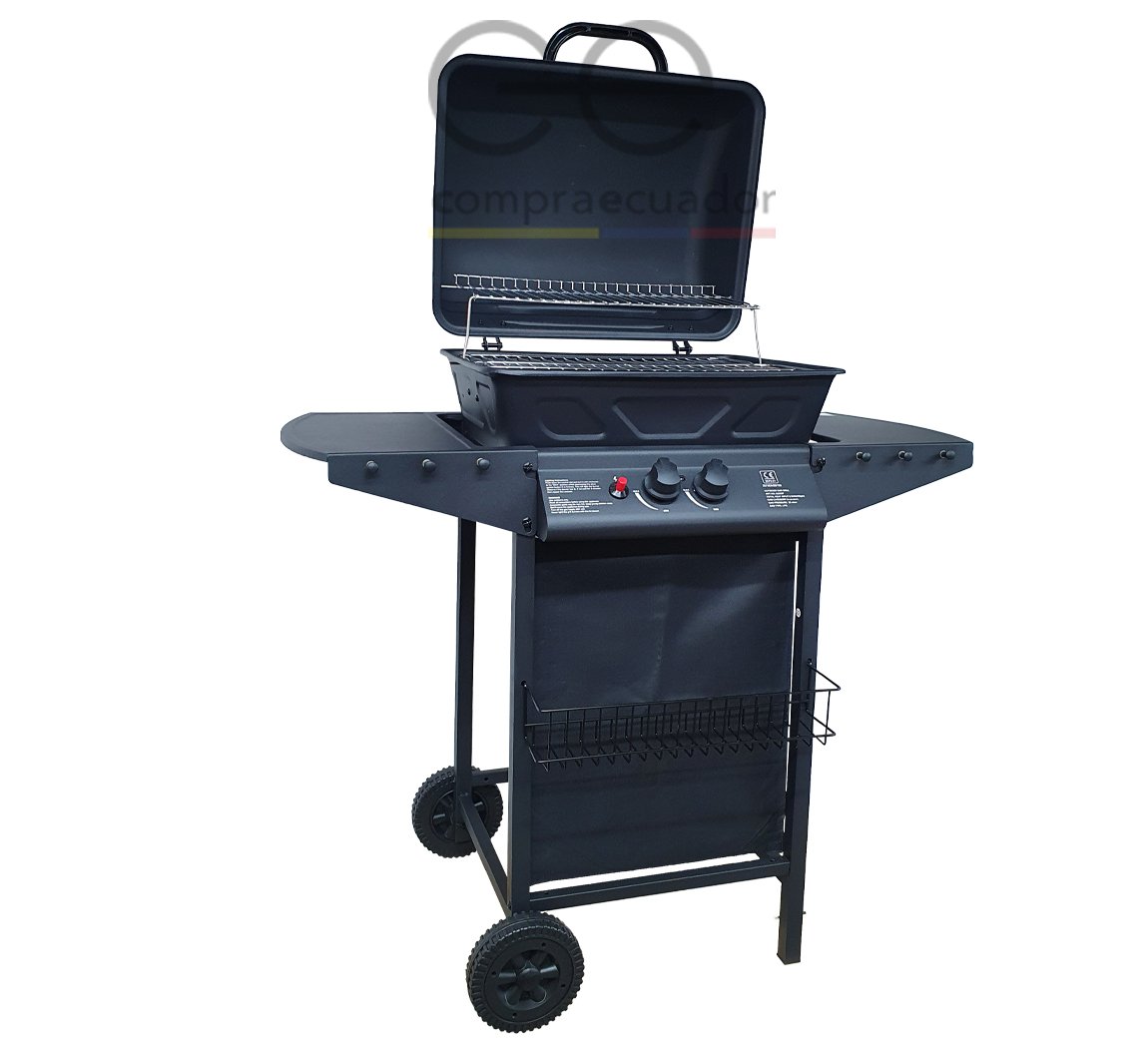Sm Parrilla A Gas Doble Hornilla Con Chispa 2 Ruedas