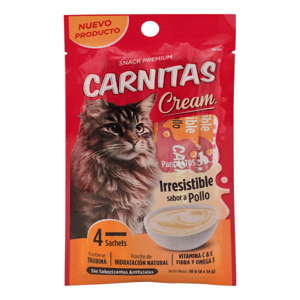 Carnitas Snack Cream Gato Sabor Pollo 14G*4