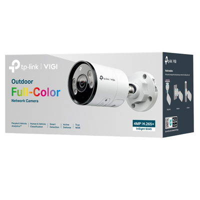 CAMARA DE SEGURIDAD TP-LINK TPLINK IP VIGI S345 BULLET FULL COLOR 4MP ANALISIS DE PERSONAS Y VEHICULOS, DETECCION INTELIGENTE
