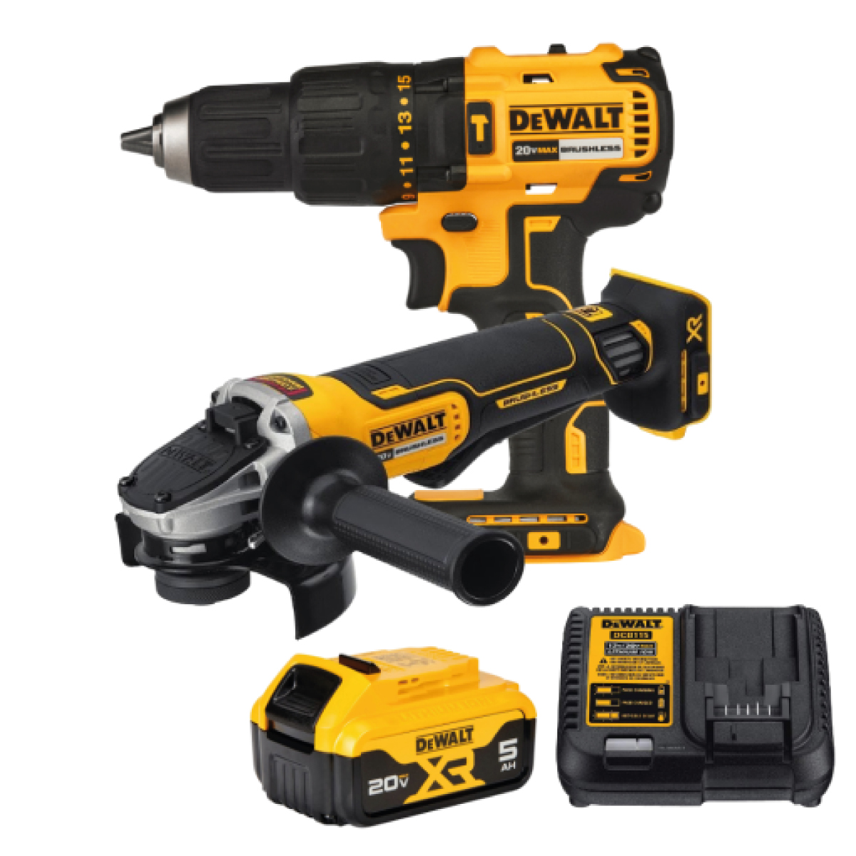 TALADRO PERCUTOR+ESMERILADORA 20V 1BAT. 5AH DEWALT DCK248P1