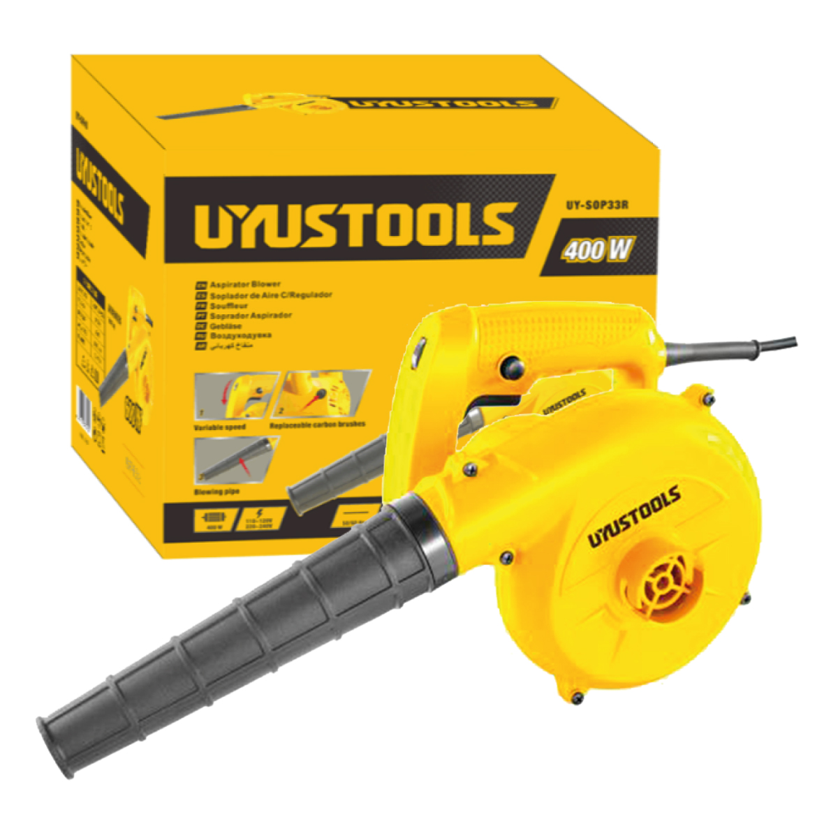 SOPLO-ASPIRADORA VEL. VARIABLE 400W-120V UYUSTOOLS UY-SOP33R
