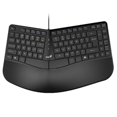 TECLADO GENIUS ERGONOMICO KB-700 NEGRO USB TECLA COPILOT MULTIMEDIA REPOSAMANOS WIN 10 Y 11 MAC OS 10