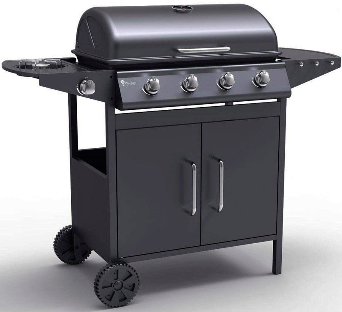 Home & Company Parrilla A Gas 4 Quemadores Termómetro Ruedas
