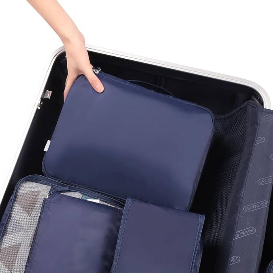 Set de bolsas de tela para organizar la maleta - X 7 - AZUL