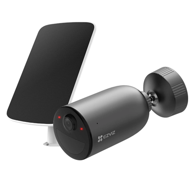 CAMARA DE SEGURIDAD EZVIZ EB3 PARA EXTERIOS IP67 RECARGABLE INCLUYE PANEL 2K 3MP L 28MM 256GB PANEL SOLAR