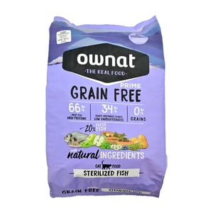 Ownat Balanceado Seco Para Gatos Esterilizados Grain Free Sabor Pescado *3Kg