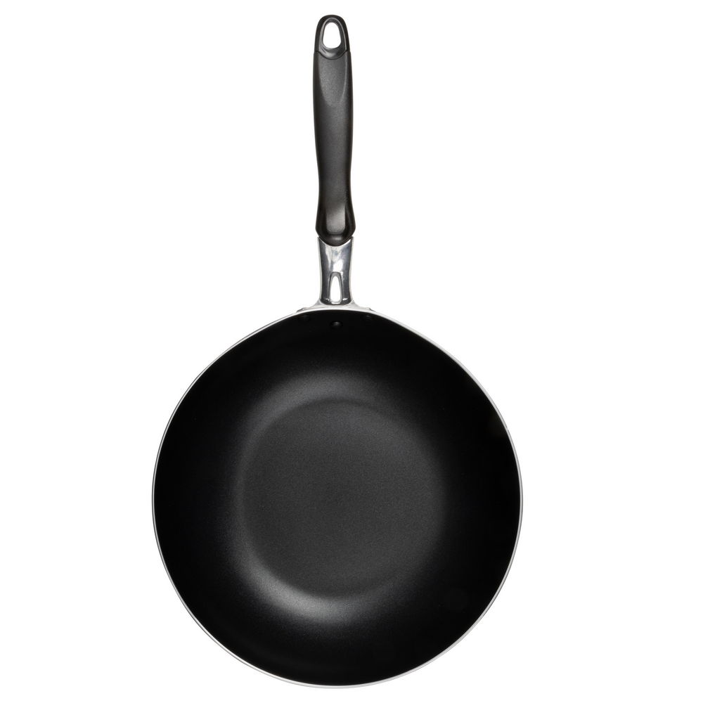 SARTEN WOK RESTO ANTIADH. FONDO REFORZADO 30CM ANCHO 6CM ALTO ALUMINIO-MANGO BAQUELITA TODO TIPO  DE COCINA NEGRO