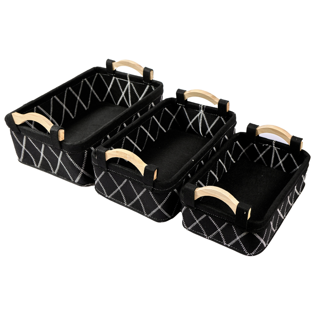 Canastas de tela - NEGRO - Set X3