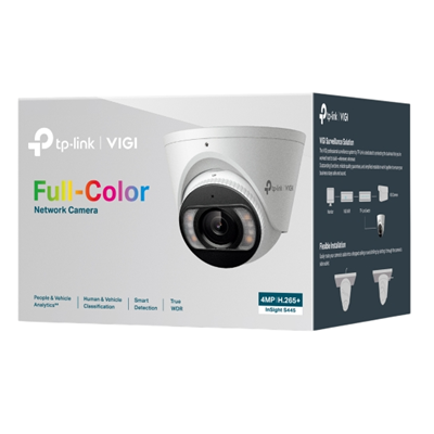 CAMARA DE SEGURIDAD TP-LINK IP VIGI S445 TURRET FULL COLOR 4MP ANALISIS DE PERSONAS Y VEHICULOS DETECCION INTELIGENTE IP67