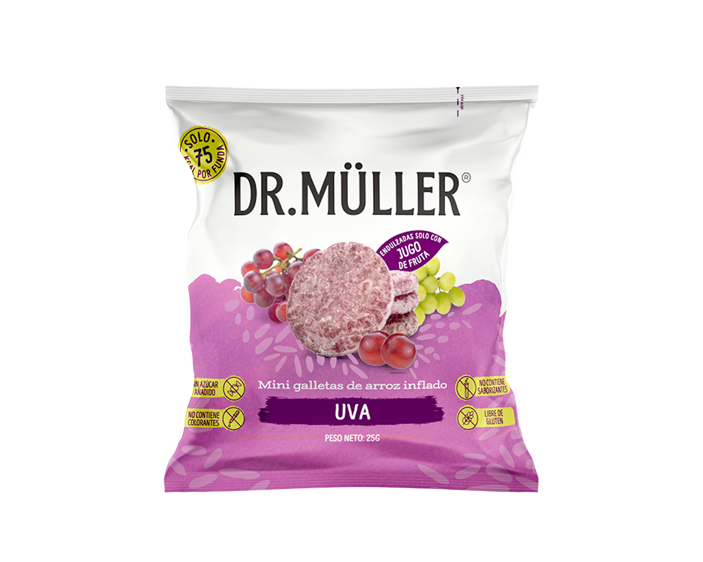 CAJA DR.MULLER MINI GALLETAS UVA ROJA 25G - CAJA 32 UNIDADES