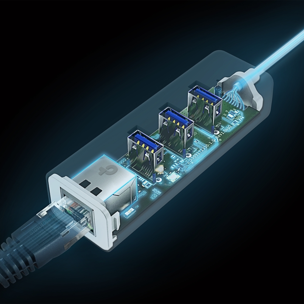 ADAPTADOR TP-LINK TPLINK USB-C 2 EN 1 HUB 3 PUERTOS USB 3.0 Y ADAPTADOR ETHERNET GIGABIT UE330C